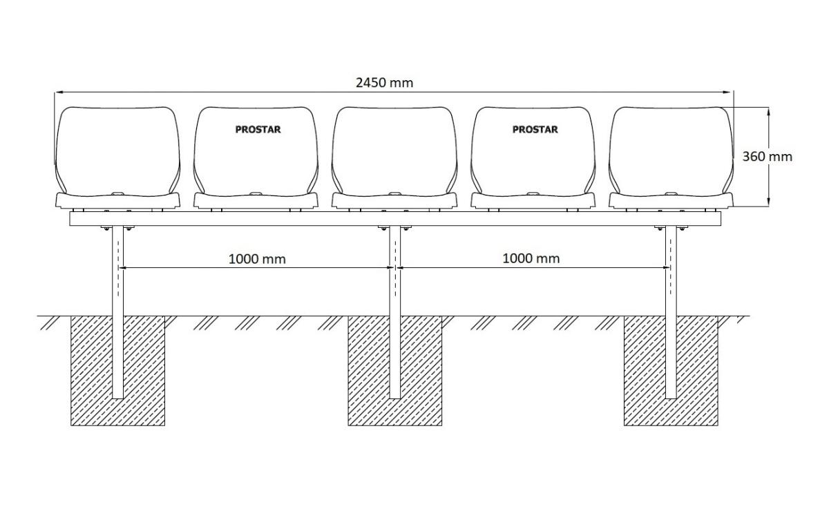 Stadium benches for concreting - 5 seats - prostar manufacturer